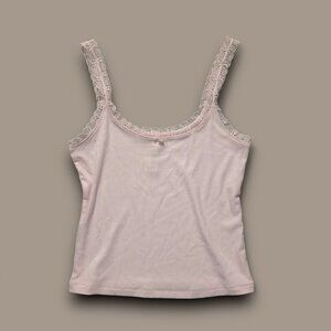 Skims Soft Lounge Lace Tank in Light Pink Cherry Blossom